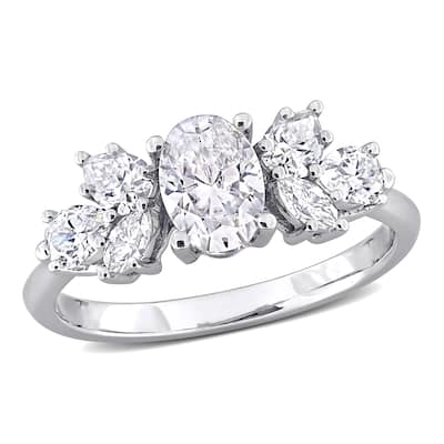 Miadora 2ct DEW Created Moissanite Engagement Ring in 10k White Gold