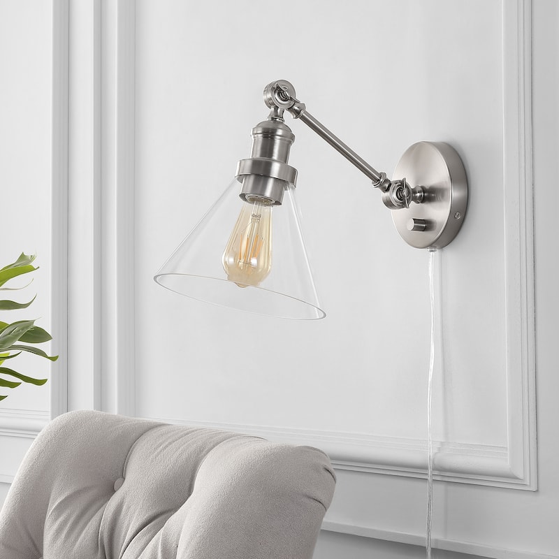 Cowie 8" Iron/Glass Adjustable LED Wall Sconce, Oil Rubbed Bronze by JONATHAN Y