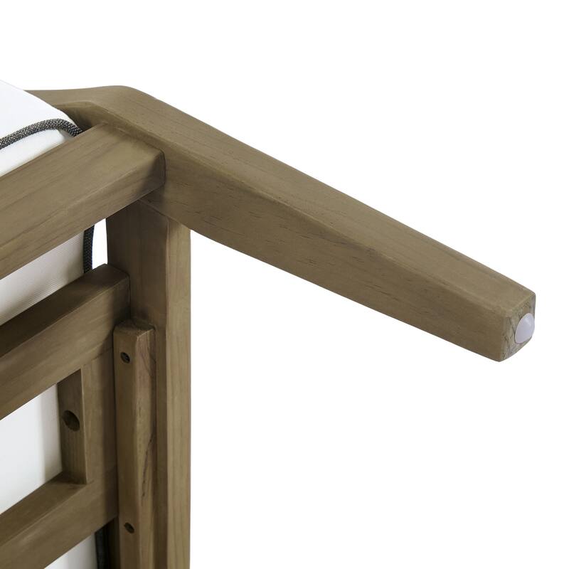 Set of 2 Outdoor Teak Wood Armchairs with Cushions, Patio Club Chairs