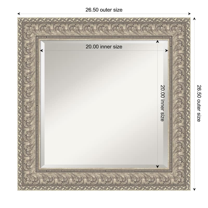 Sydney Silver Beveled Framed Bathroom Vanity Wall Mirror - Sydney Silver - 27 x 27 in