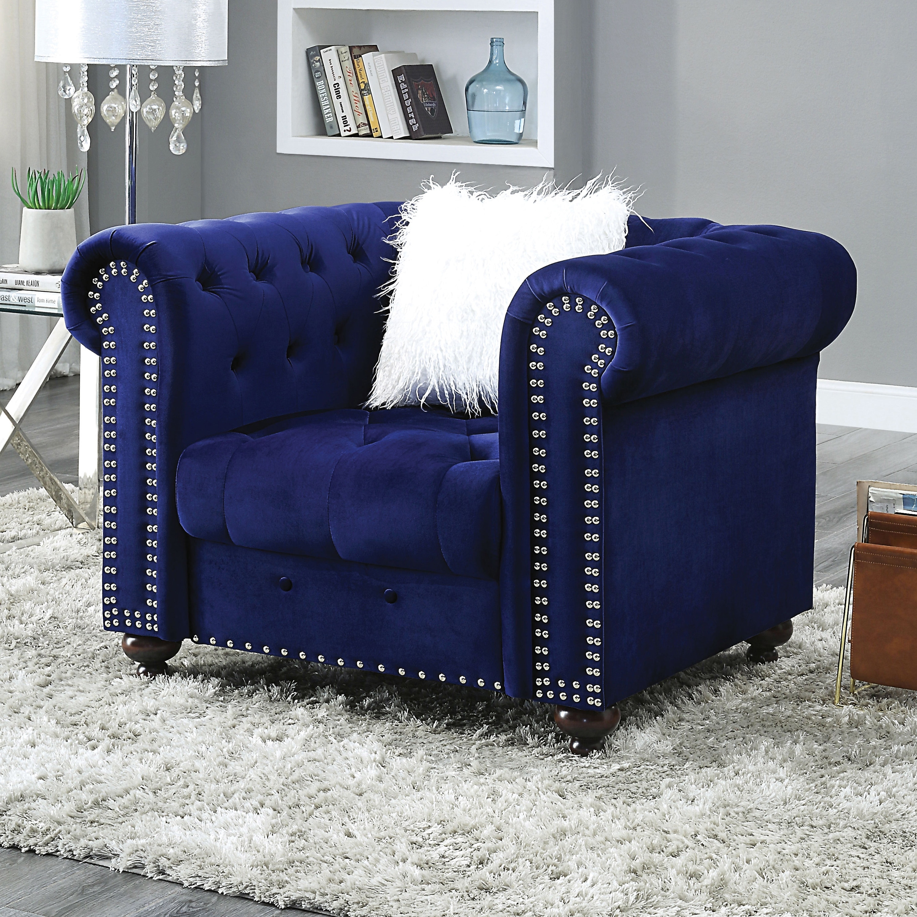 Resserie Glam Fabric Button Tufted Nailhead Chair by Furniture of America