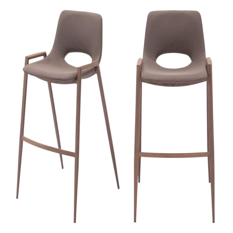 Set of 2 Faux Leather Low Back Chairs with Steel Frame and Footrest
