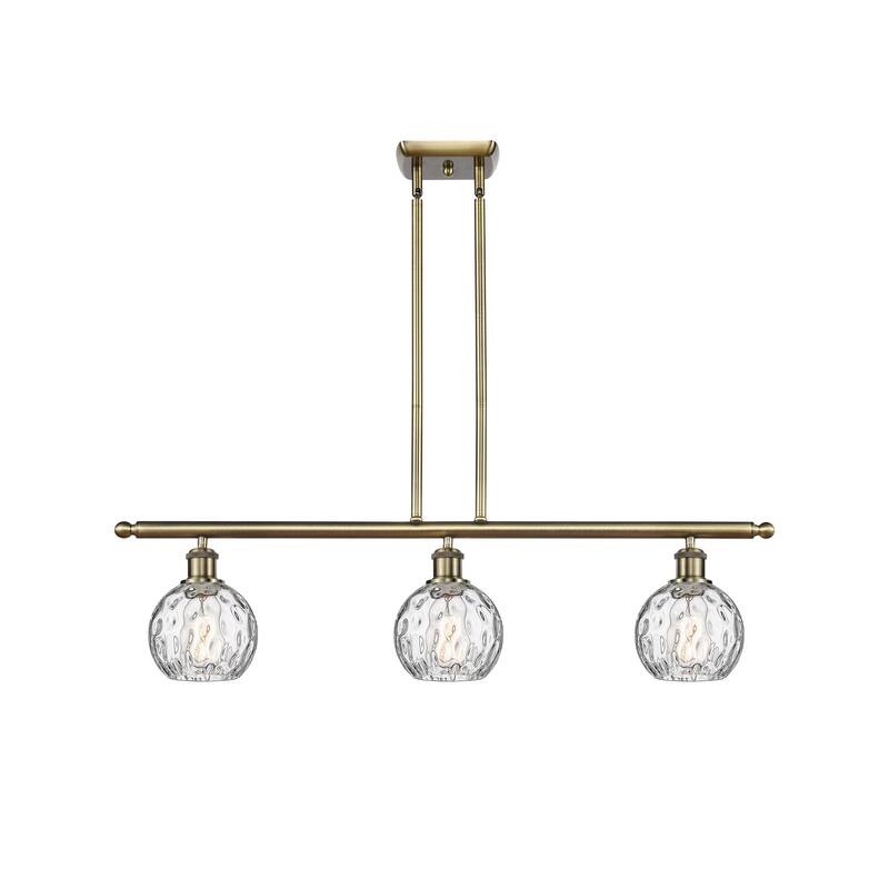 Innovations Lighting Athens Water Glass 3 Light 36" Island Light - 6" Shade - Antique Brass