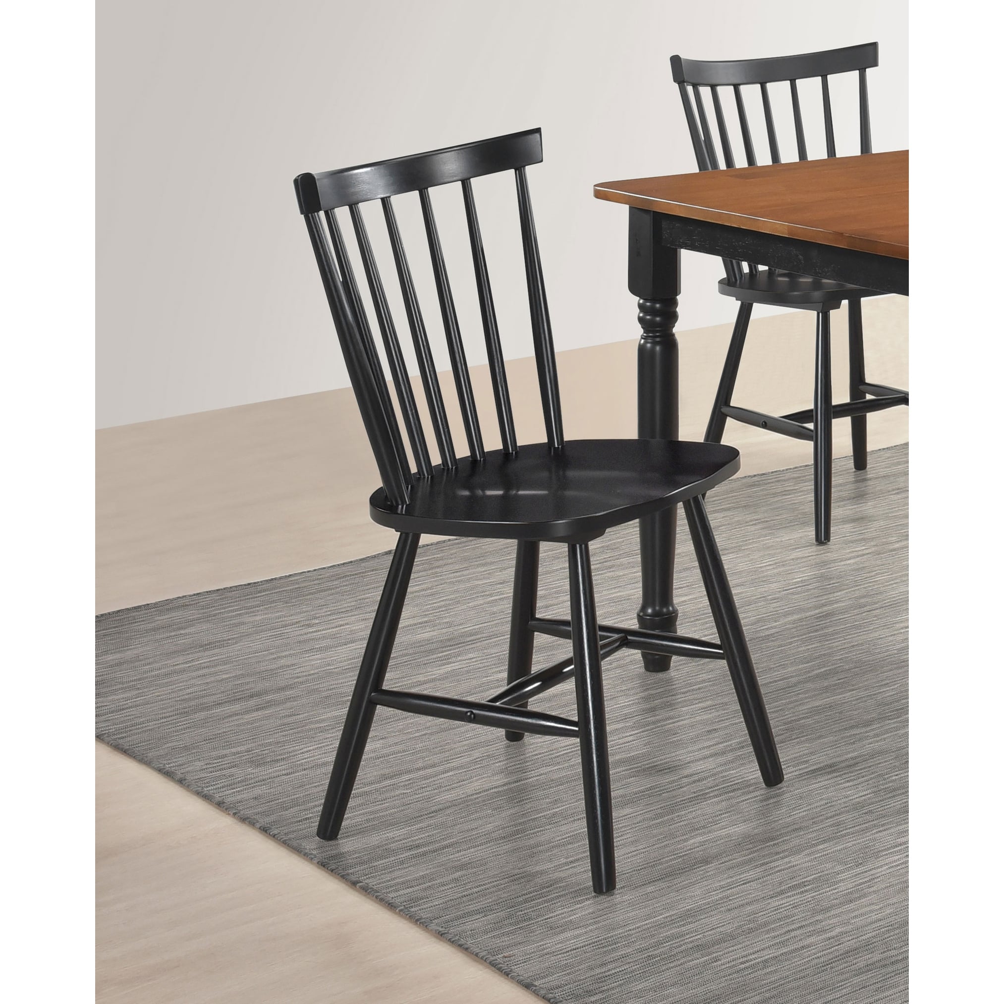Hollyoak Windsor Wood Dining Side Chair Black (Set of 2)