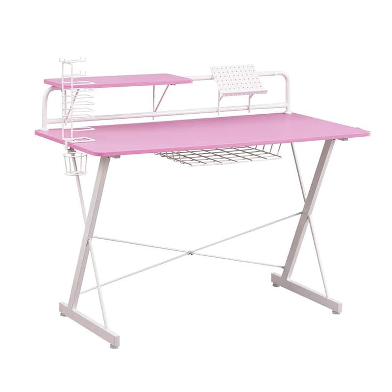 Techni Sport Carbon Computer Gaming Desk with Shelving, Black