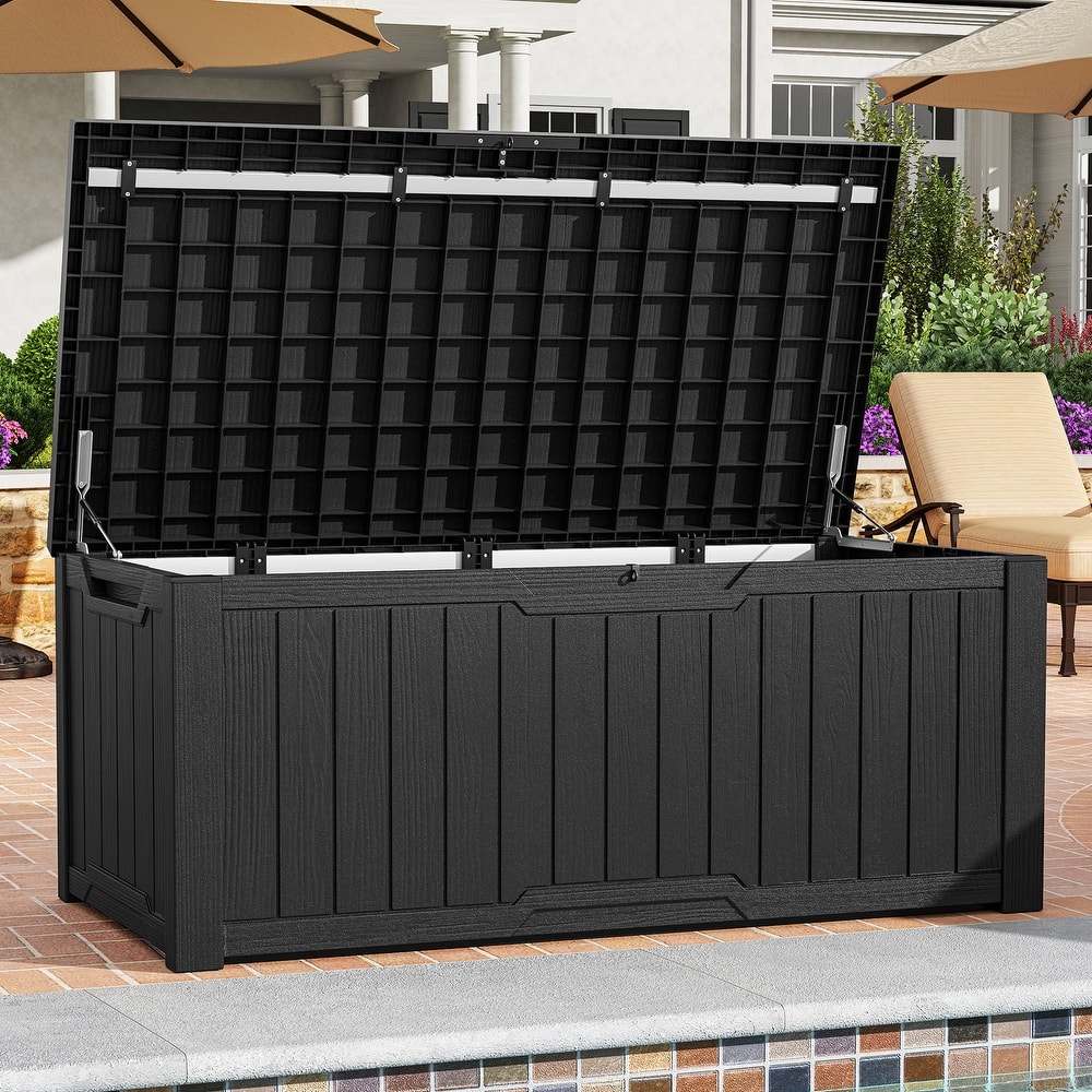 120 Gallons Large Resin Water Resistant Lockable Deck Box