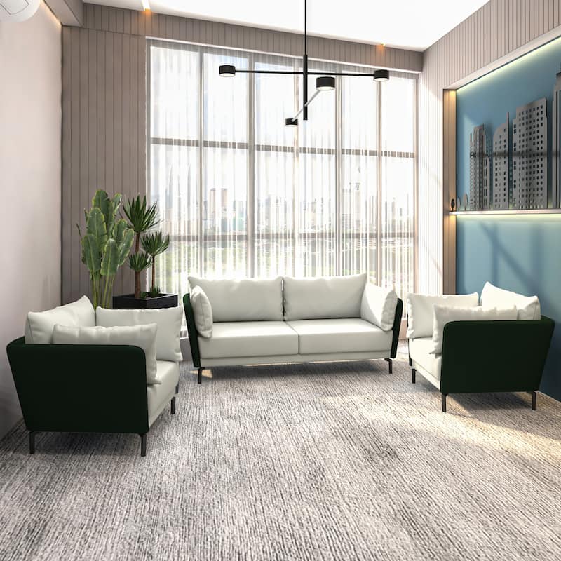 Luxify Premium Leather 3-Piece Sofa Set with Solid Wood Frame, Metal Legs, Removable Cushions Couch for Living Room and Office