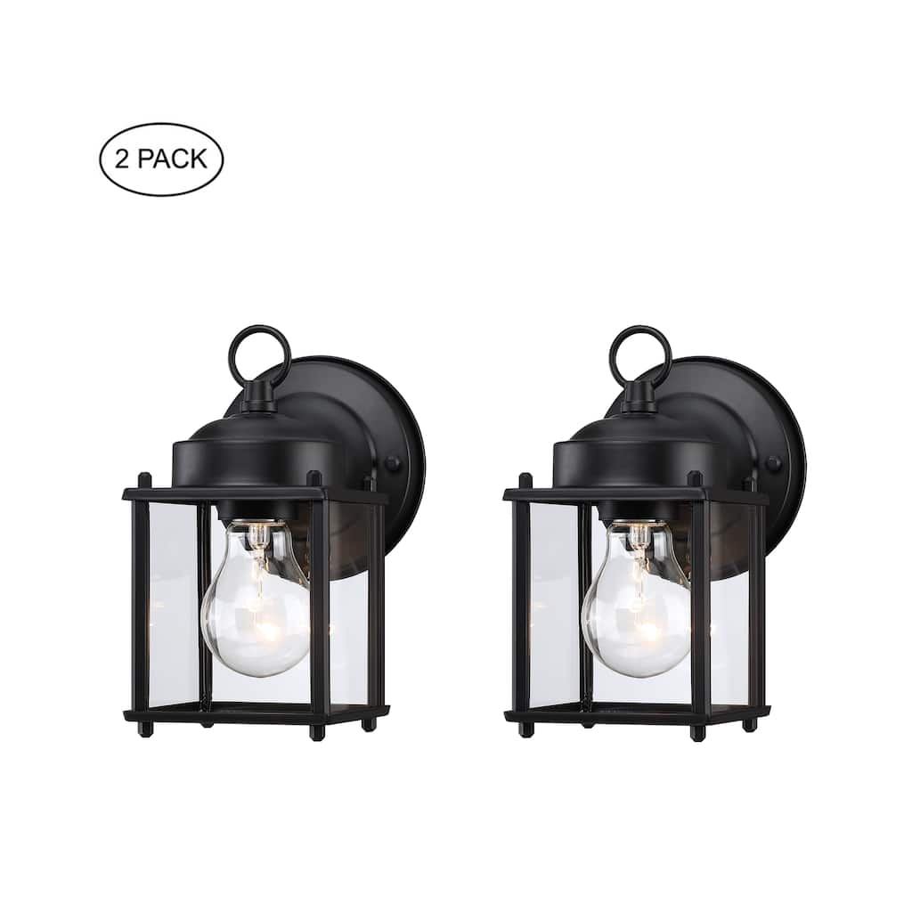 2-pack 1-Light Outdoor Wall Light with Matte Finish and Clear Glass Shade