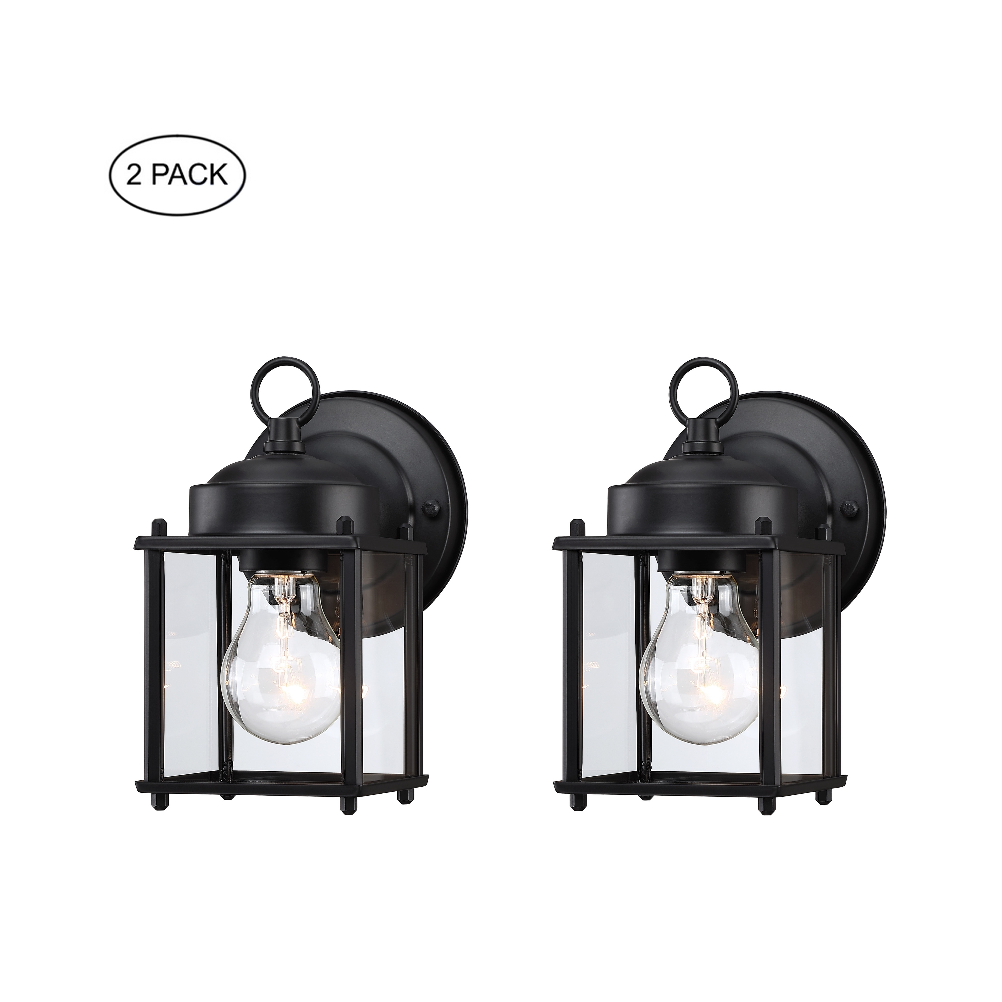 2-pack 1-Light Outdoor Wall Light with Matte Finish and Clear Glass Shade