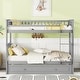preview thumbnail 22 of 76, Bunkbeds Convertible 2 Beds, Wooden Bunk Bed with Ladder Gray with Trundle - Twin