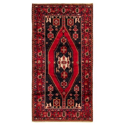 ECARPETGALLERY Hand-knotted Andelz Navy Wool Rug - 4'4 x 8'4