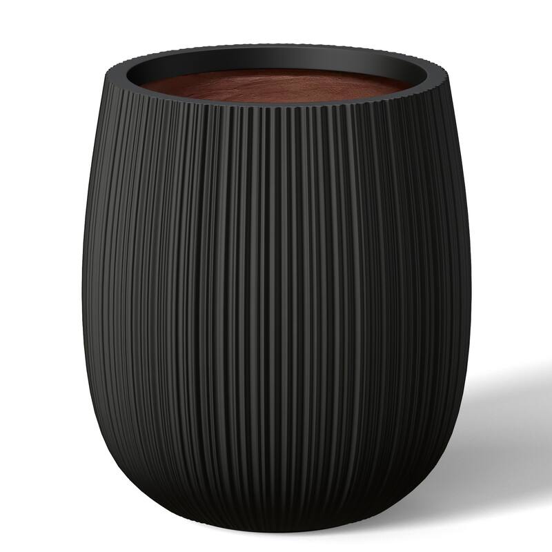 Concrete Round Planter with Enhanced Interior - Charcoal Black(Enhanced Interior) - 12.5 x 14.5 in