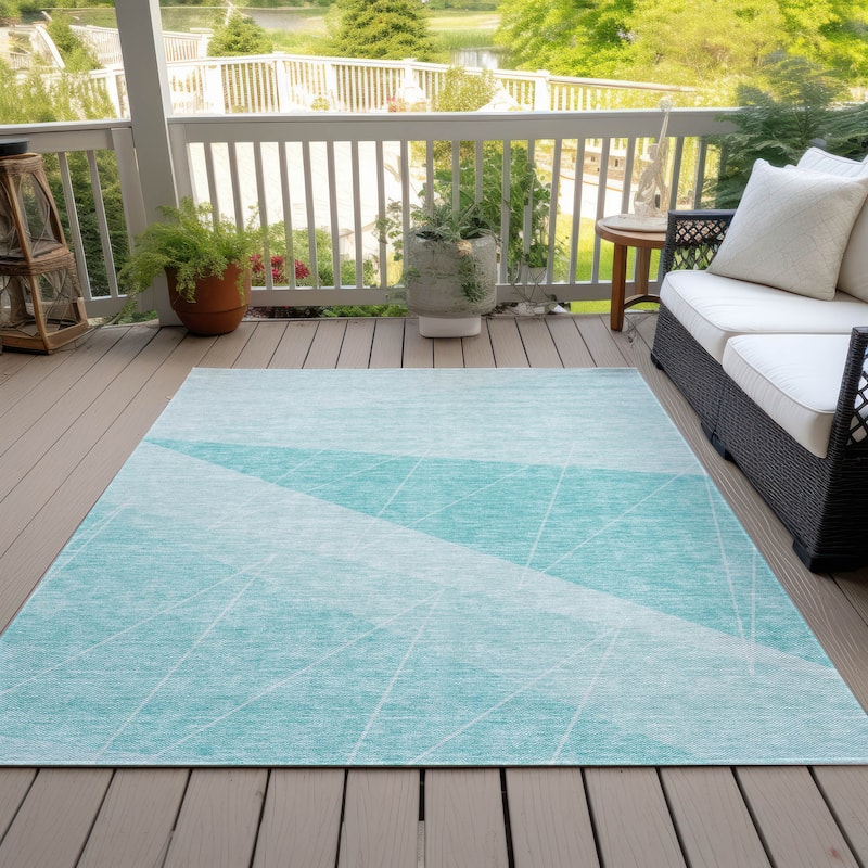 Machine Washable Indoor/ Outdoor Chantille Modern Prism Rug