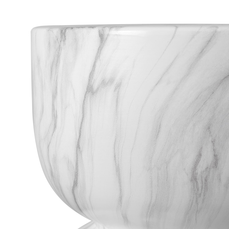 Xenia 14.75" Contemporary Modern Marble Glaze Drum Indoor/Outdoor Garden Stool, White/Gray, by JONATHAN Y