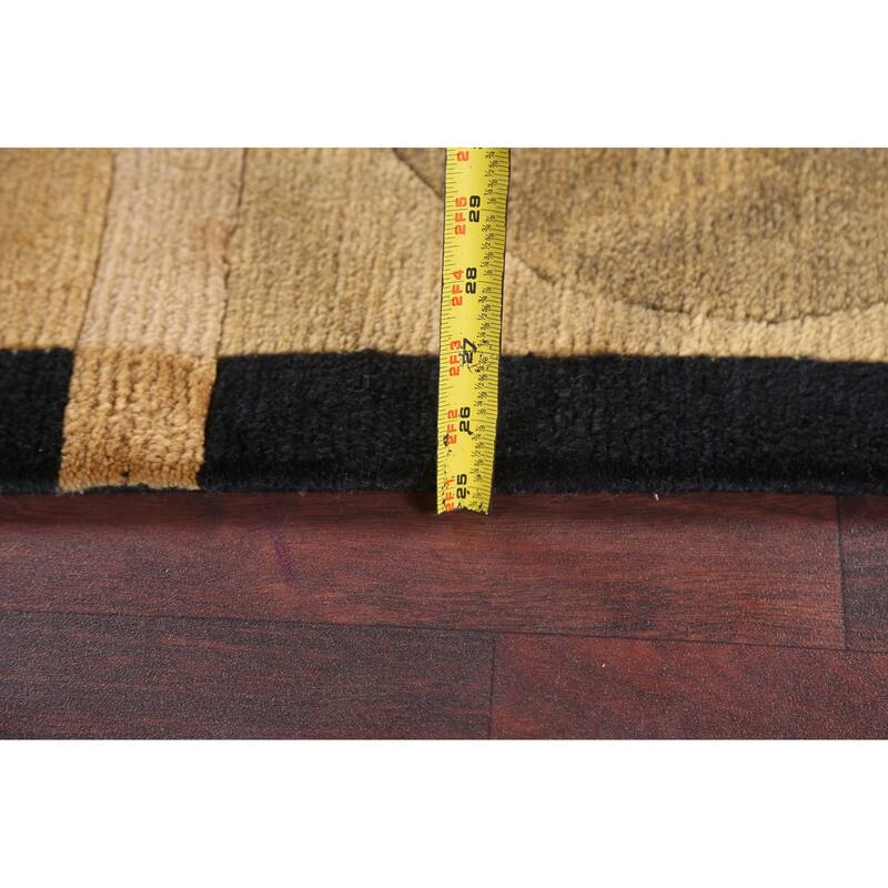 Vegetable Dye Geometric Nepalese Oriental Area Rug Wool Hand-knotted - 4'1" x 6'0"