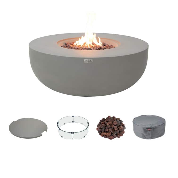 AMS Fireplace Eclipse Round Outdoor Fire Pit Bundle - 44" x 44" x 17"
