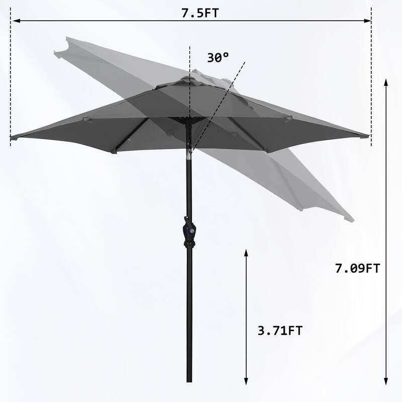 Ainfox 7.5ft Patio Umbrella Push Button Tilt Outdoor Market Umbrella Without Base