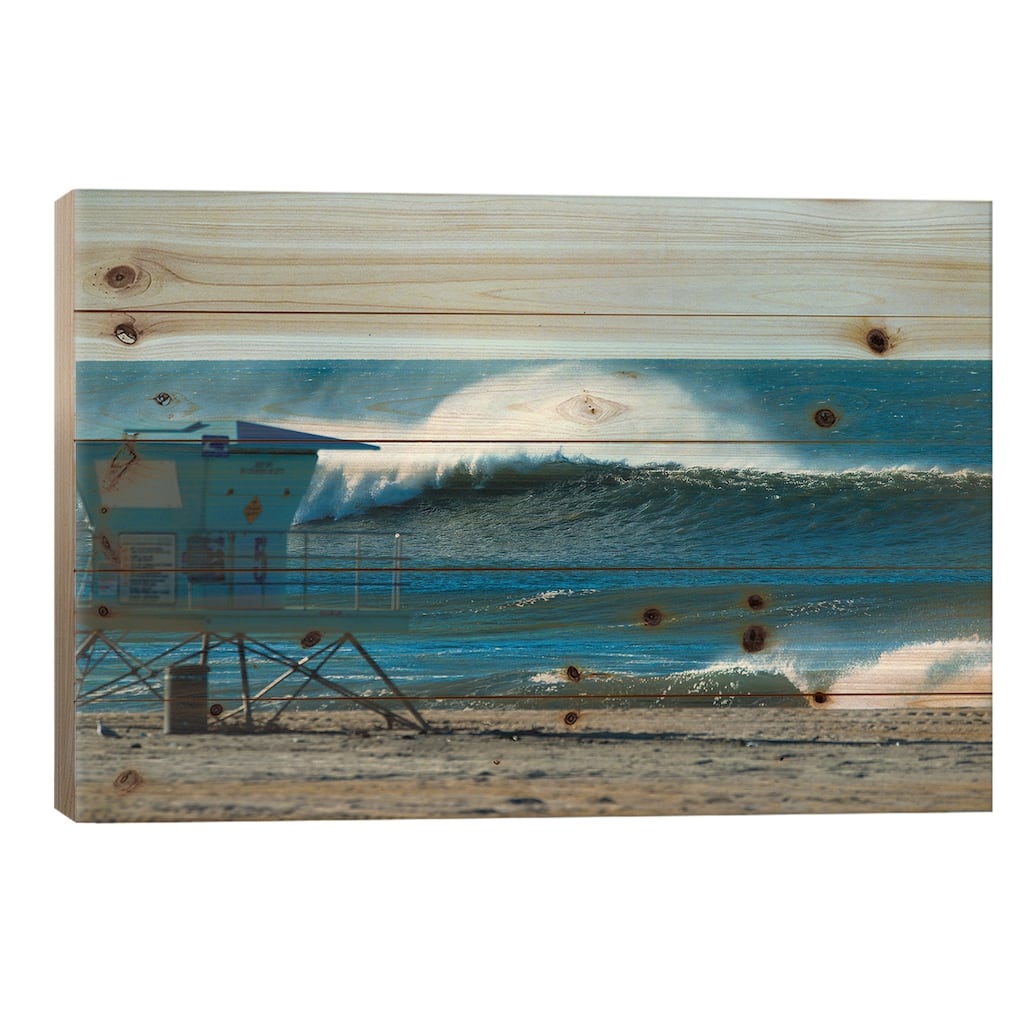 Waves In The Pacific Ocean, Huntington Beach, Orange County, California, USA Print On Wood by Panoramic Images - Multi-Color
