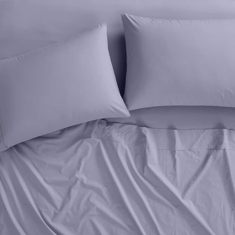 Brooklyn Loom Solid Cotton Percale Bed Sheet Set