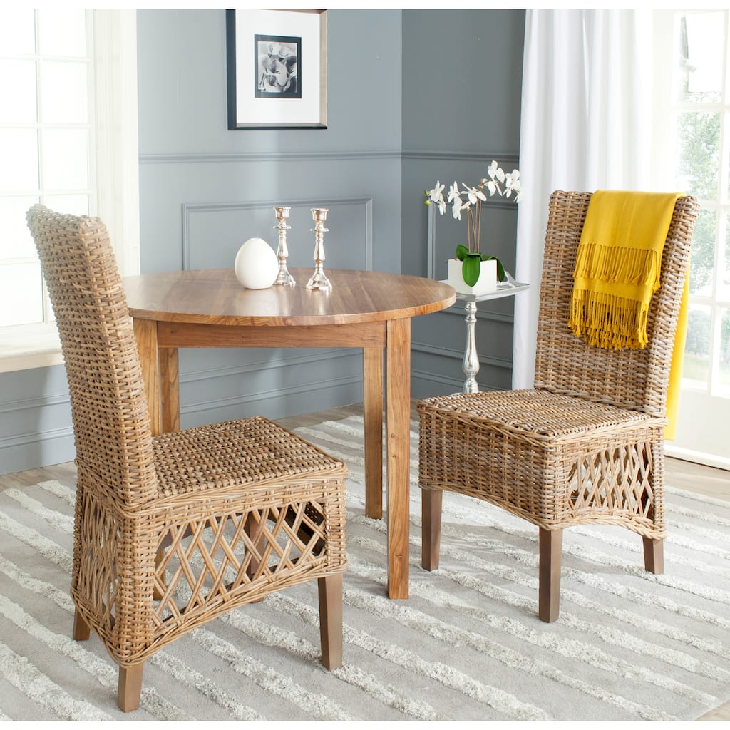 SAFAVIEH Georgene Kubu Soft Grey Dining Chair (Set of 2) - 19.3" W x 24.8" D x 40.5" H - 19Wx25Dx41H