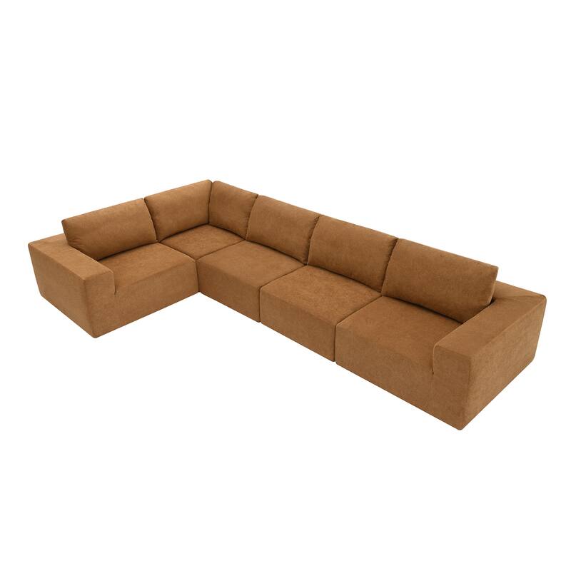 147" Fabric Modular Sectional Sofa with No Assembly, Wide Seats & Cloud Comfort