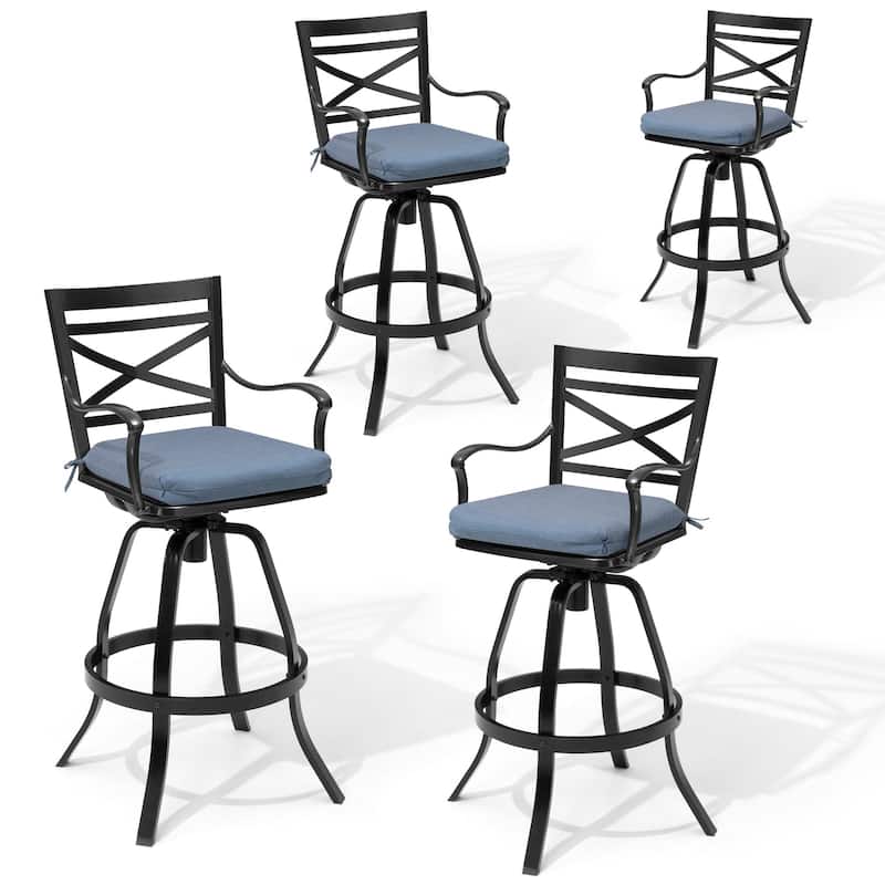 Outdoor Patio Swivel Bar Stool Aluminum Bar Chair with Sunbrella Cushion