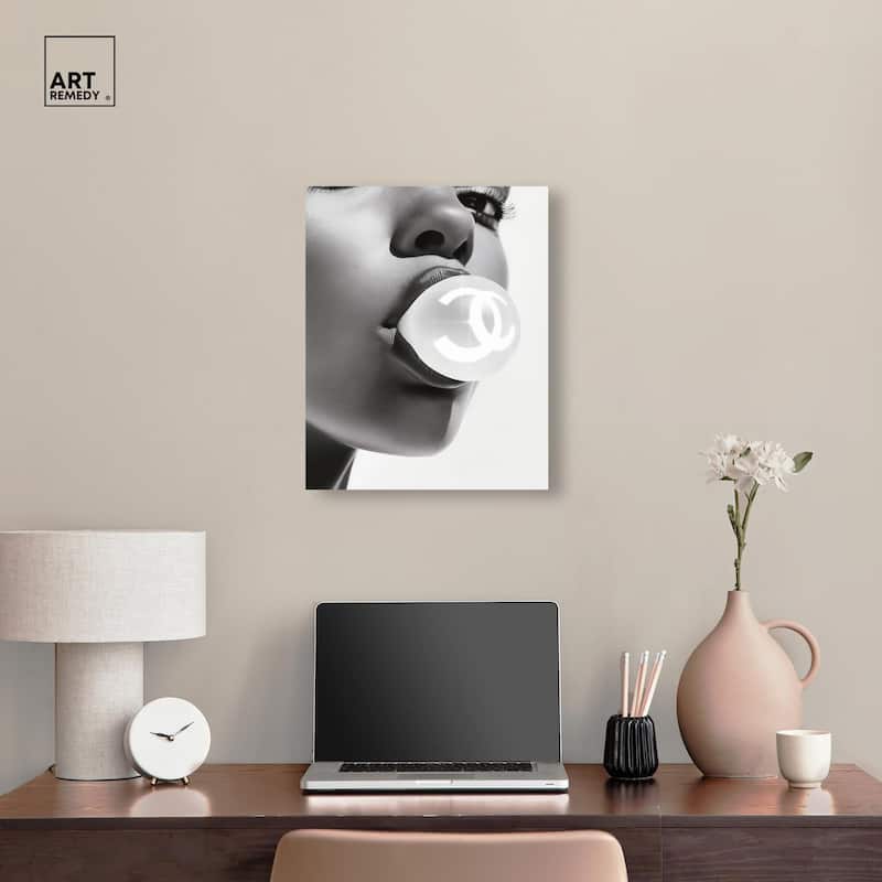 Bubble Gum Pop Monochrome Canvas by Art Remedy, Gallery Wrapped