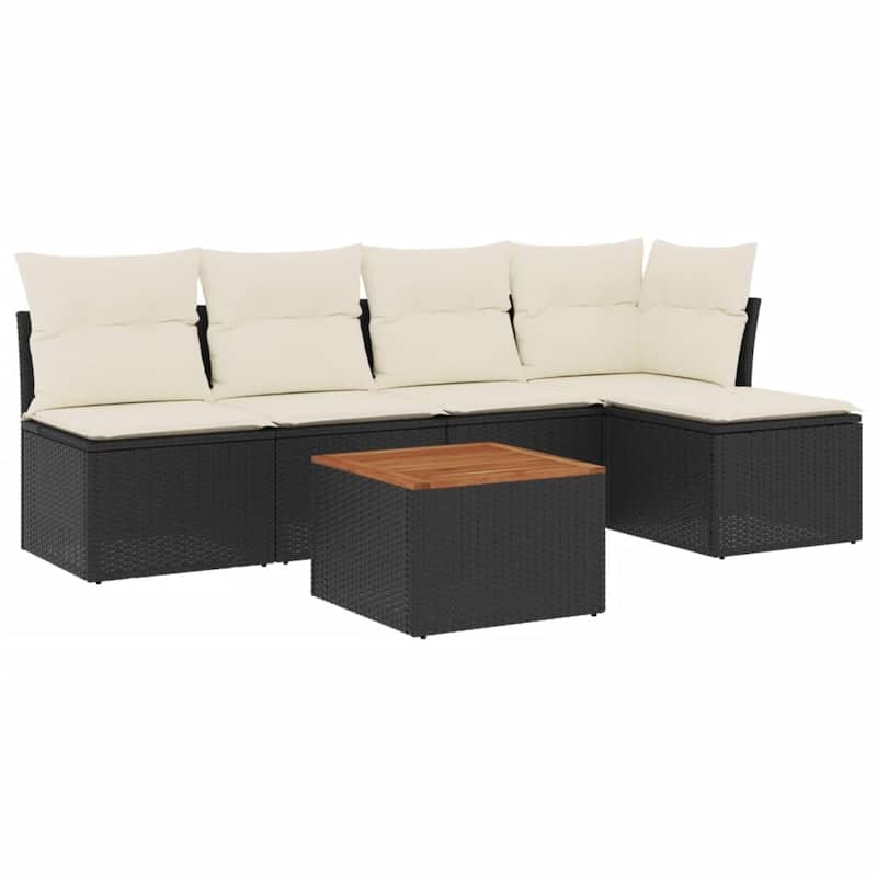 vidaXL Patio Sofa Set with Cushions Outdoor Furniture 6 Piece Poly Rattan - 21.7 x 21.7 x 14.6