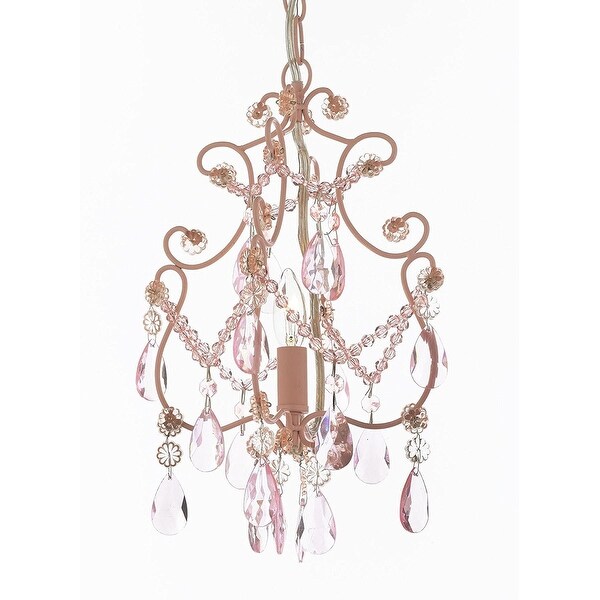 Wrought Iron And Crystal 1 Light Chandelier Pendant Pink Wrought Iron And Crystal 1 Light Chandelier Pendant Pink Lighting Hardwire Plug In Perfect For Kid S Room On Free Shipping Today