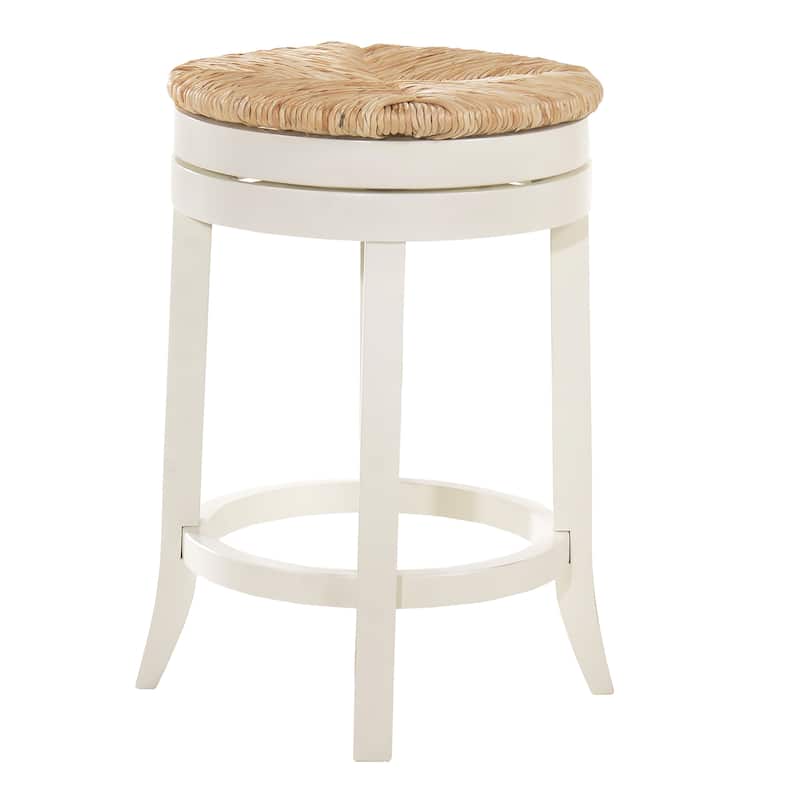 The Curated Nomad Aragon Rush Seat Swivel 24-inch Counter Stool