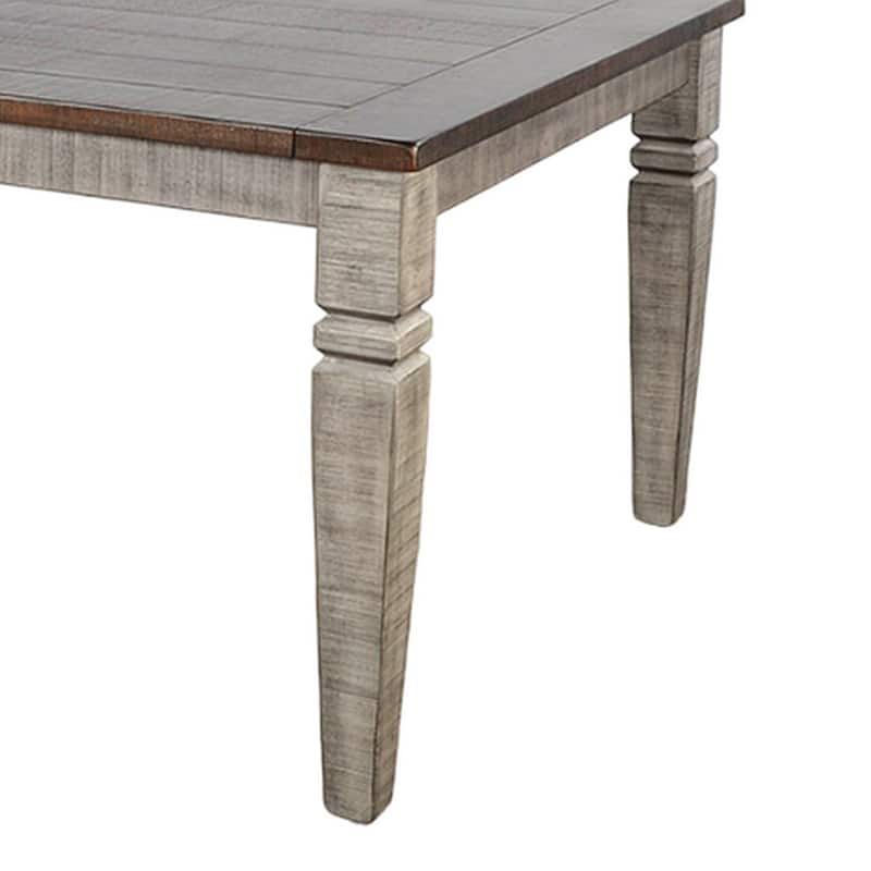 Camie Dining Table Extendable 66-90 Inch Dark Brown Gray Mahogany Wood