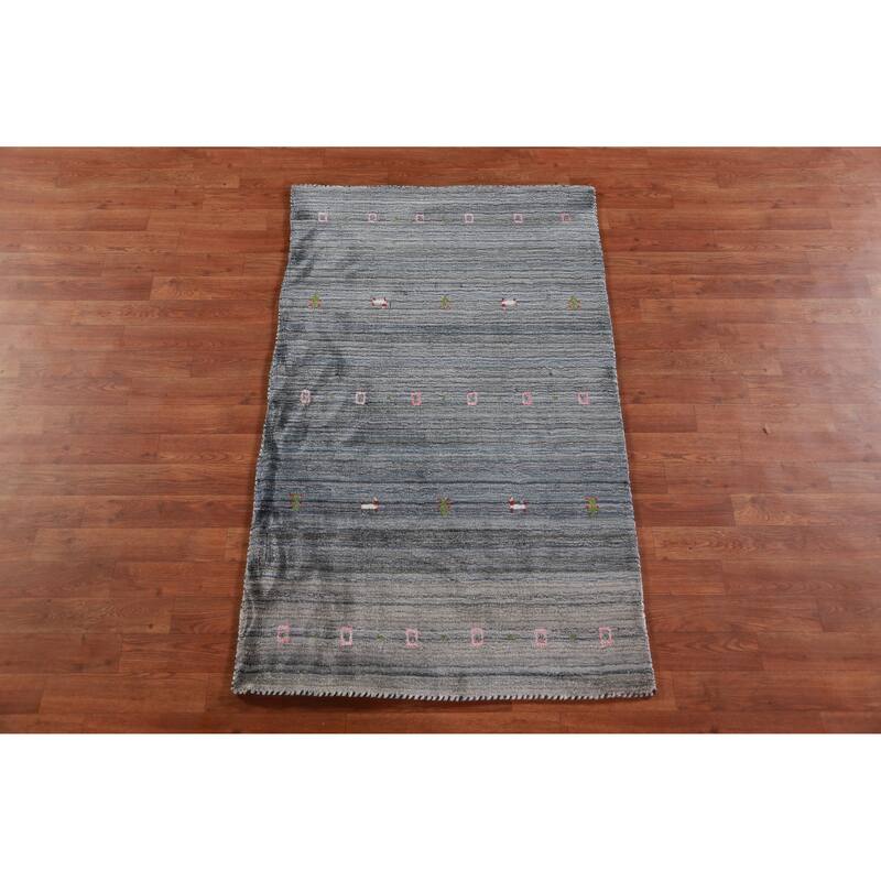 Hand Knotted Oriental 100% Wool Carpet Tribal Tribal Multi-Colored Gabbeh Area Rug - 4' 10'' X 3' 0''