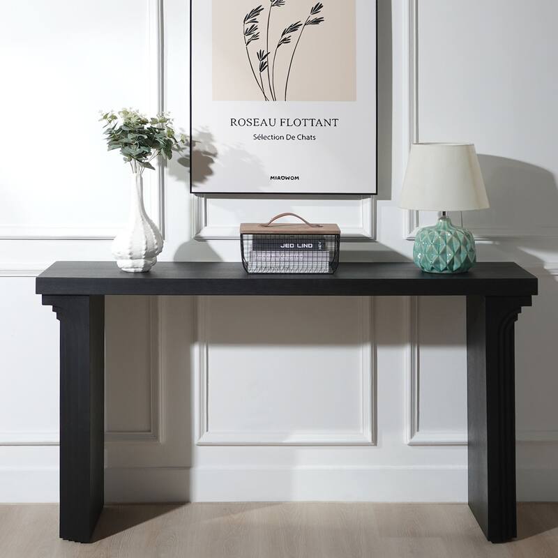 58" Engineered Wood Console Table with Slim Base - Black