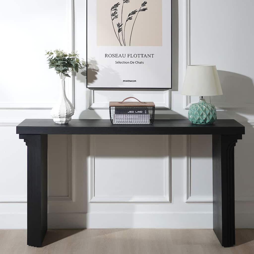 58" Engineered Wood Console Table with Slim Base
