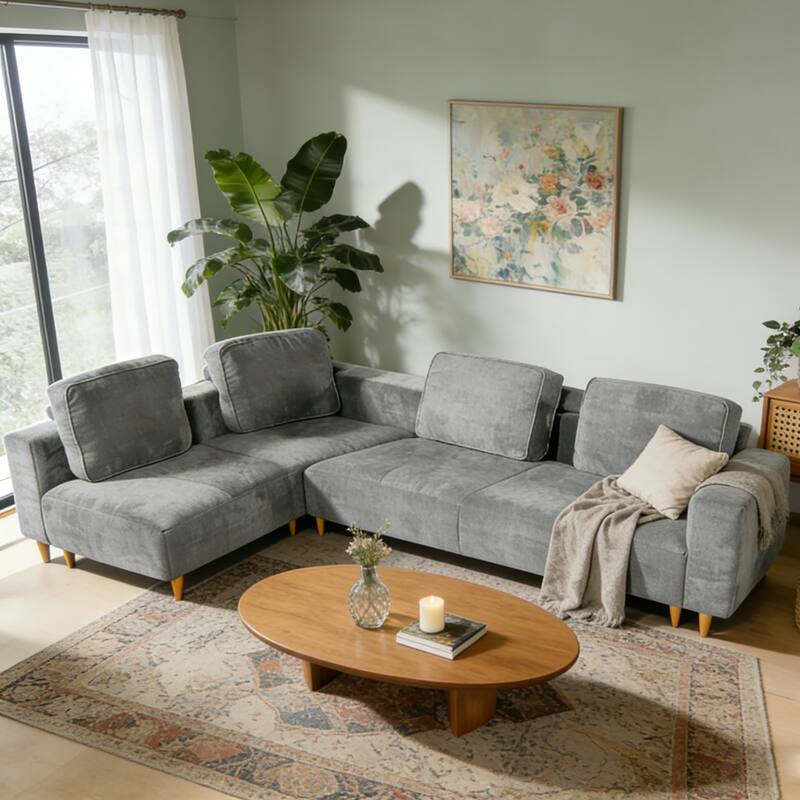 Christopher Knight Home - Modular 109" Soft Upholstered L-Shaped Sectional Sofa