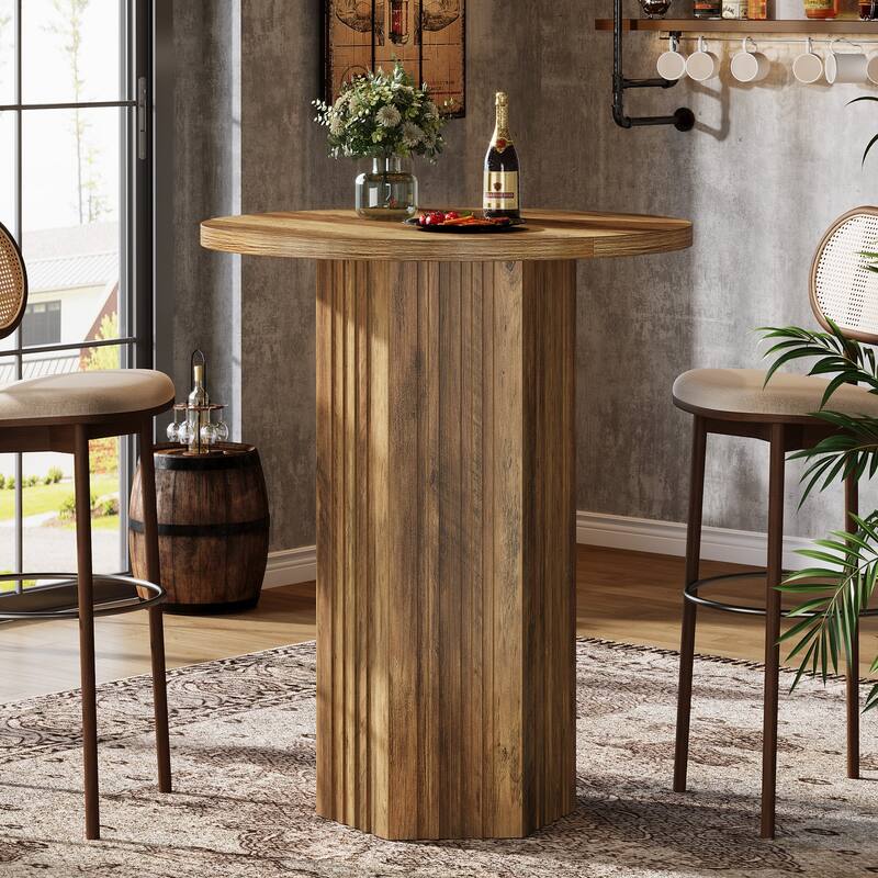 39.6" H Round Bar Table, Farmhouse High Top Bistro Pub Table