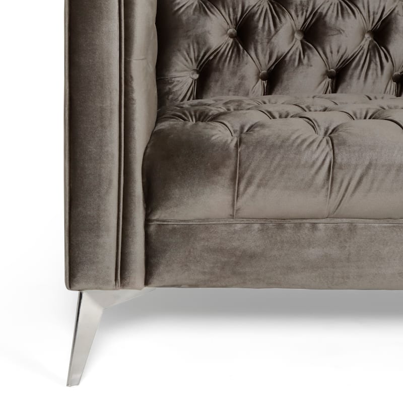 Galvin Tufted Velvet 3-seat Sofa by Christopher Knight Home - 88.00" W x 32.00" L x 30.00" H