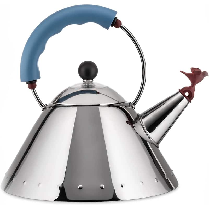 Alessi 9093 Michael Graves Kettle with Bird Whistle, Blue Handle