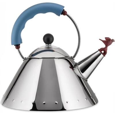Alessi 9093 Michael Graves Kettle with Bird Whistle, Blue Handle