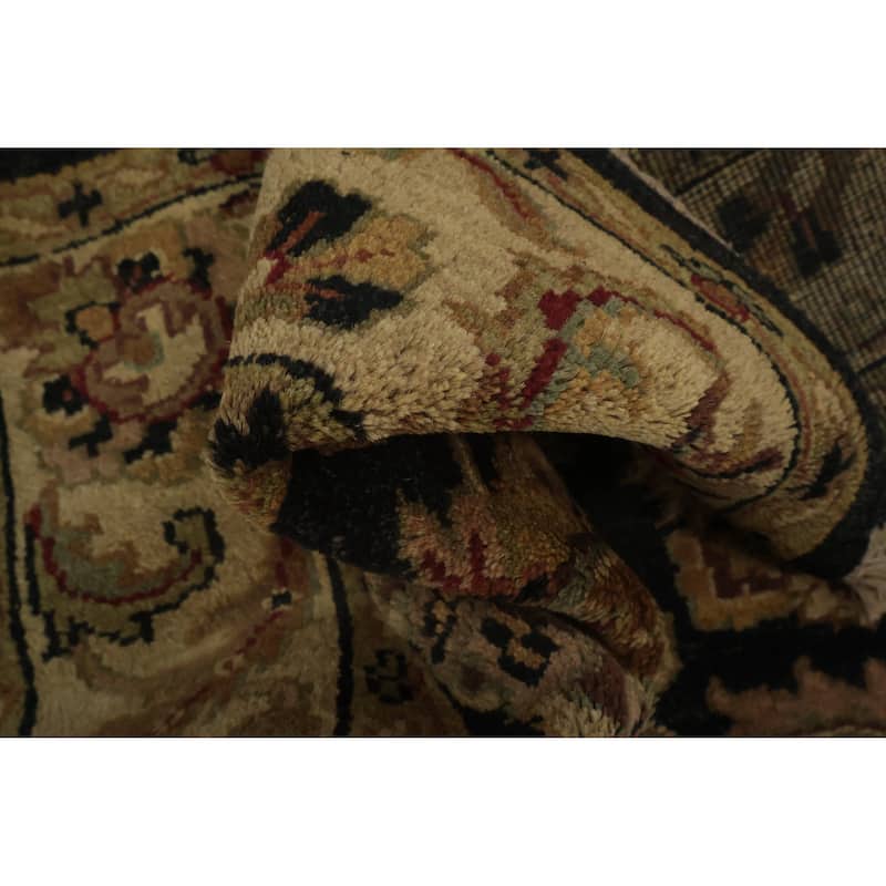 Hand Knotted Oriental 100% Wool Carpet Traditional All-Over Black Agra Area Rug - 8' 8'' X 5' 8''