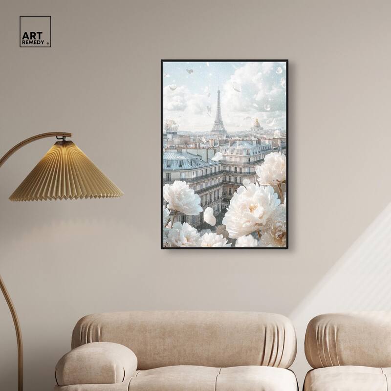 Peonies Over Paris Canvas by Art Remedy