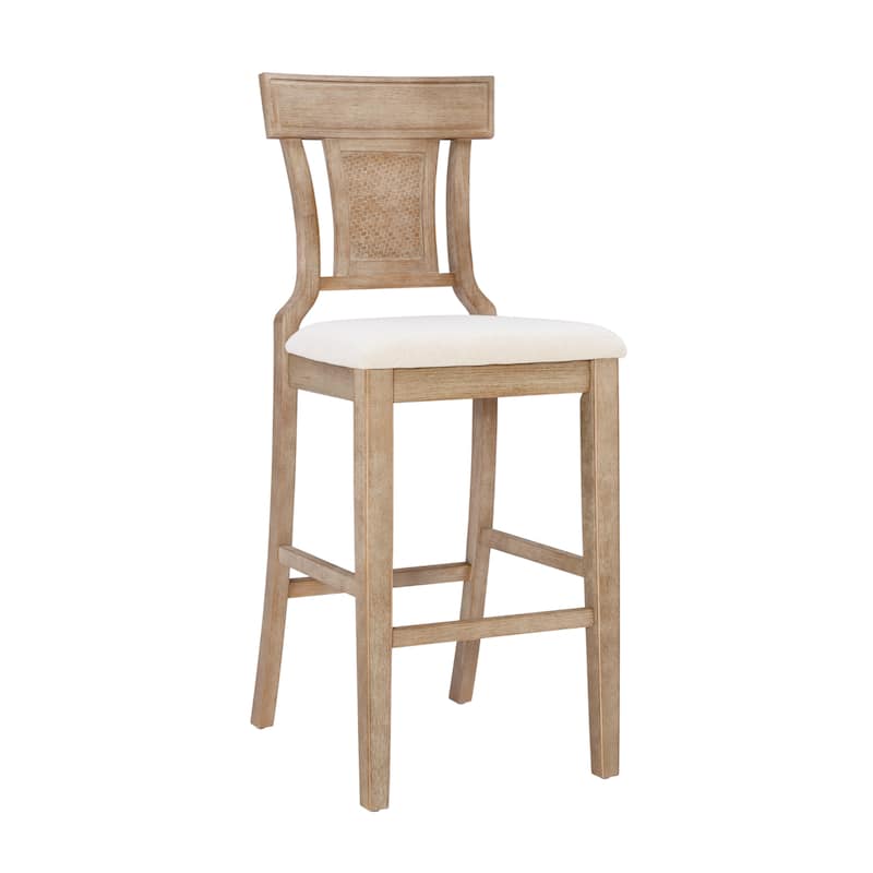 High Back Wooden Bar Stools - 47" - Brown and Beige