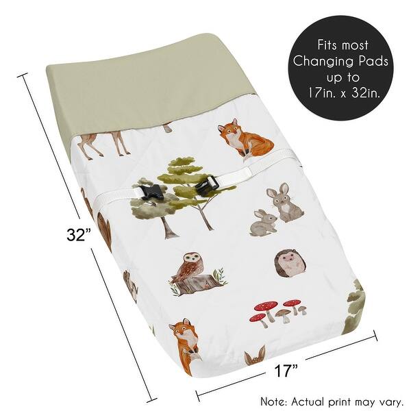 Sweet Jojo Designs Woodland Forest Animals Boy Girl Gender Neutral Unisex Changing Pad Cover Friend Bear Fox Hedgehog Watercolor