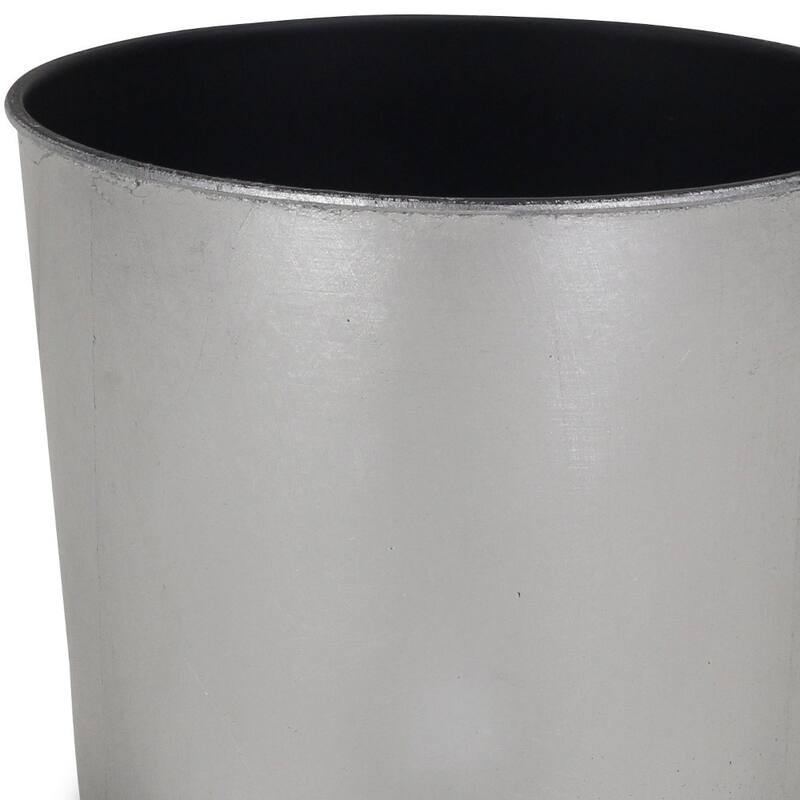 HomeRoots 7" Silver Recycled Plastic Indoor Outdoor Round Pot Planter