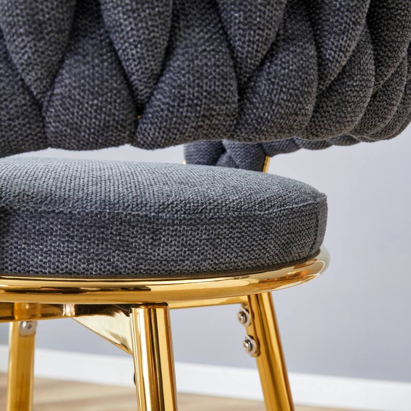 Swivel Bar Stools with Breathable Cotton-Linen Cushions & Rust-Proof Electroplated Metal Frames .