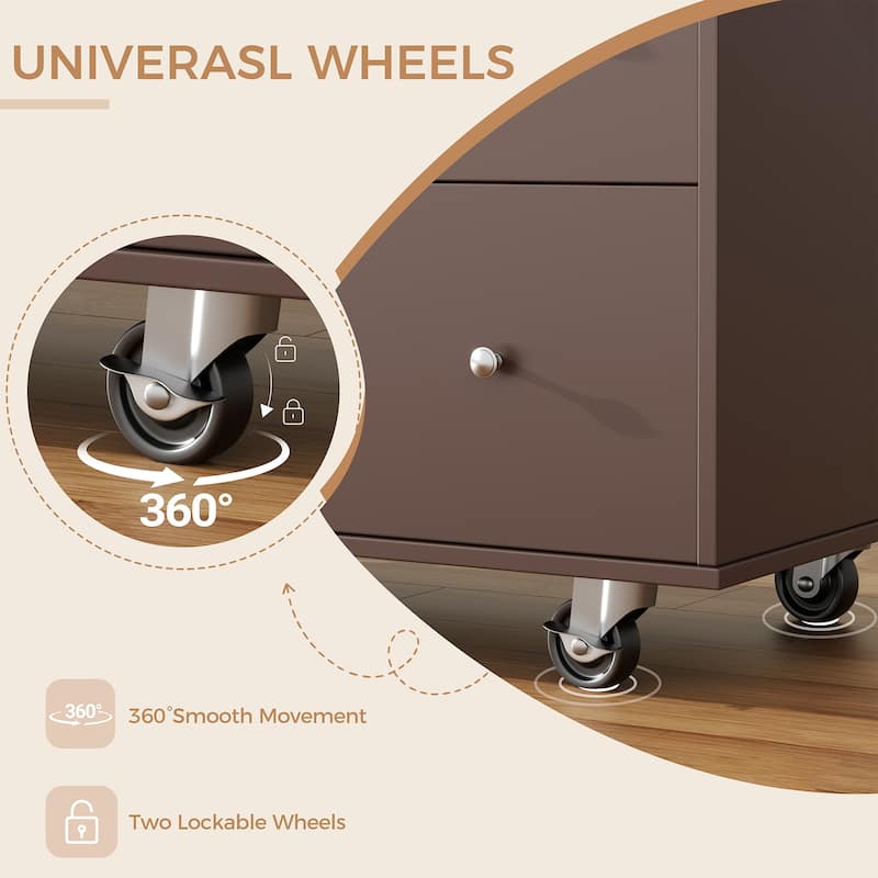 Rolling Kitchen Island with Storage Cabinet & 3 Drawers – Mobile Storage Cart with Extendable Countertop for Small Spaces