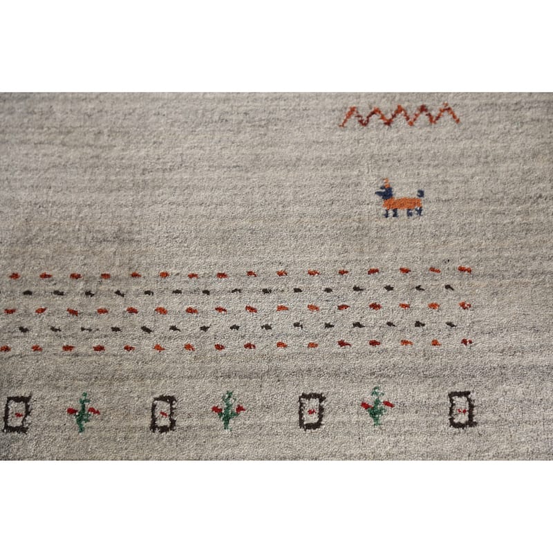 Gabbeh Indian Area Rug Hand-Knotted Grey Tribal Wool Carpet - 5'0" x 7'9"
