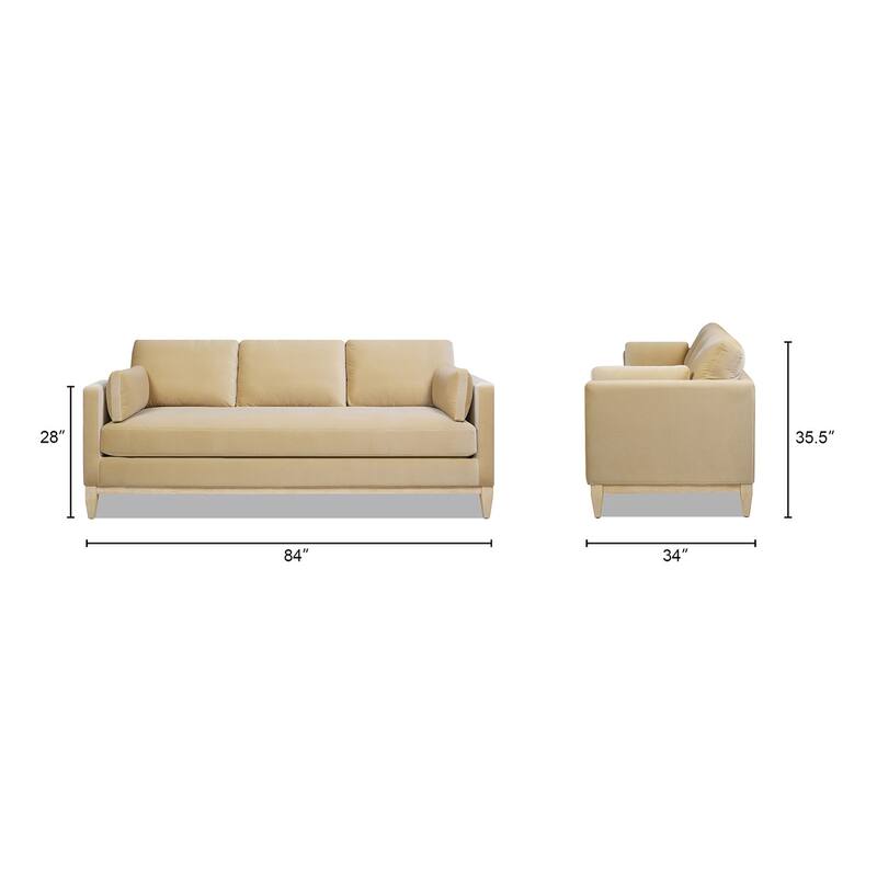 Knox 84" Modern Farmhouse Velvet Track Arm Sofa