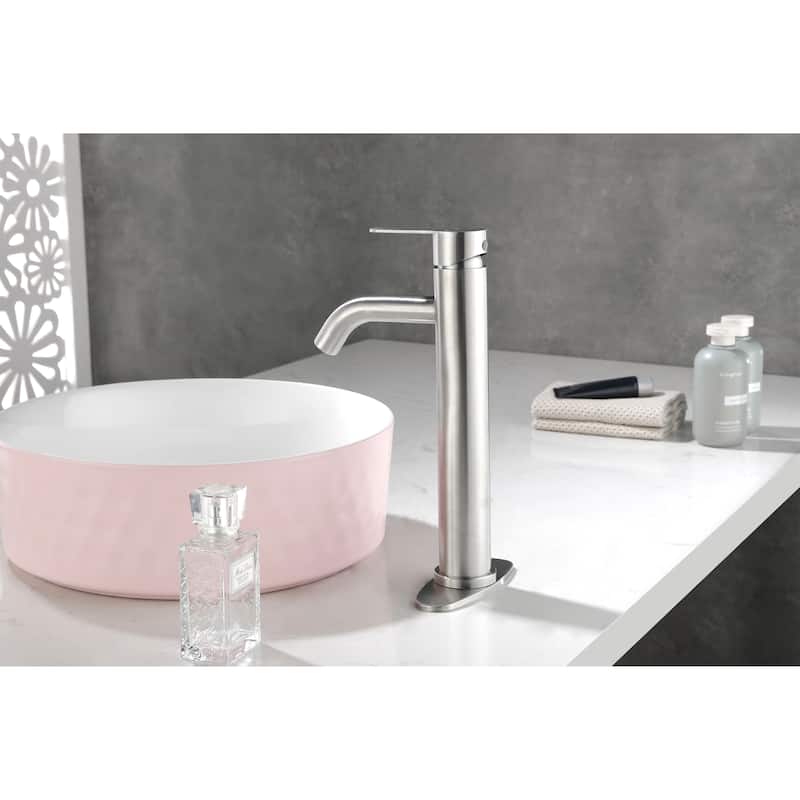 Bathroom Sink Single Handle Faucet with Pop-Up Drain (No Overflow)
