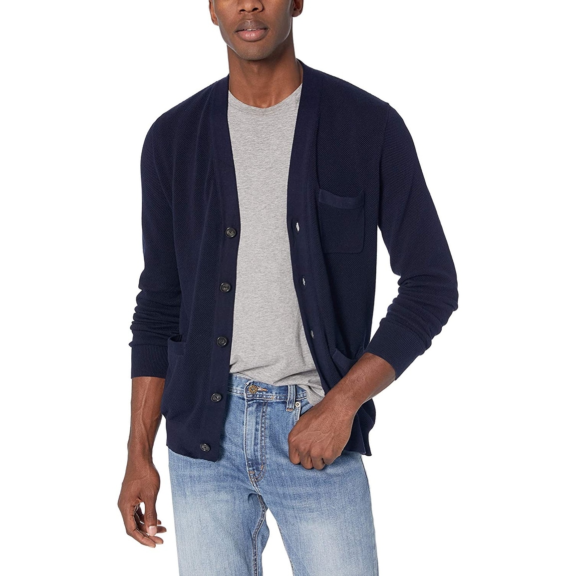 navy blue cardigan with pockets